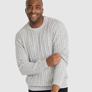 NEW Johnny Bigg Rudy Gray Marled Men's Cableknit Sweater 4xl NWT